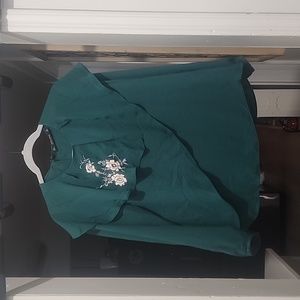 Zara layered chiffon blouse with floral embroidery